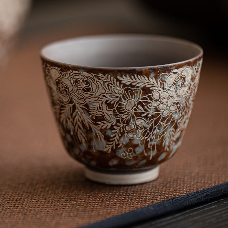 Flowering Silver-Gilded Teacup,drinking utensils