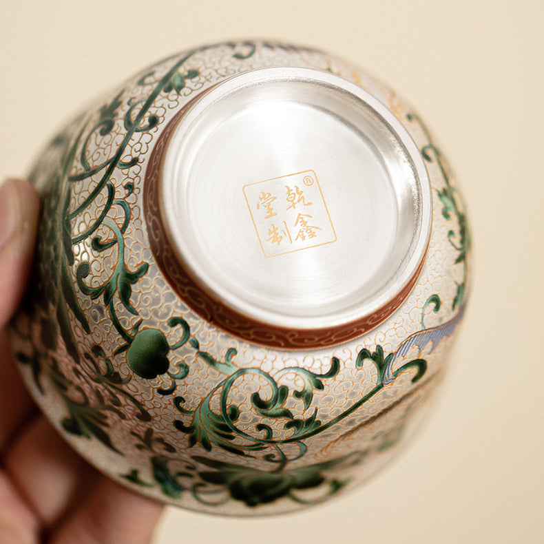 Silver-Gilded Dragon and Phoenix Ceramic Master Cup for Couples,drinking utensils