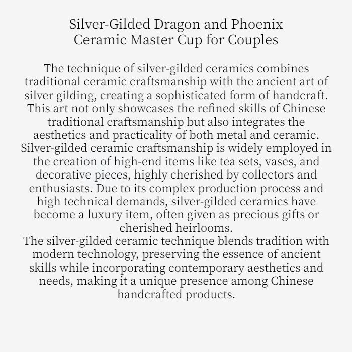 Silver-Gilded Dragon and Phoenix Ceramic Master Cup for Couples,drinking utensils