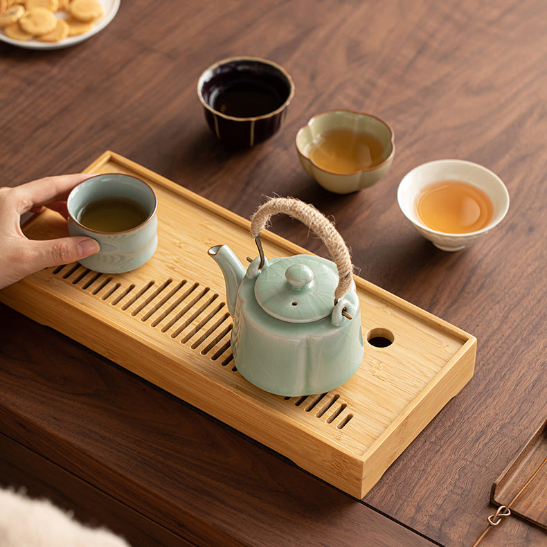 Service à thé Gongfu en céramique inspiré des cinq grands fours | 1 théière + 4 tasses | Objet de collection traditionnel chinois fait main