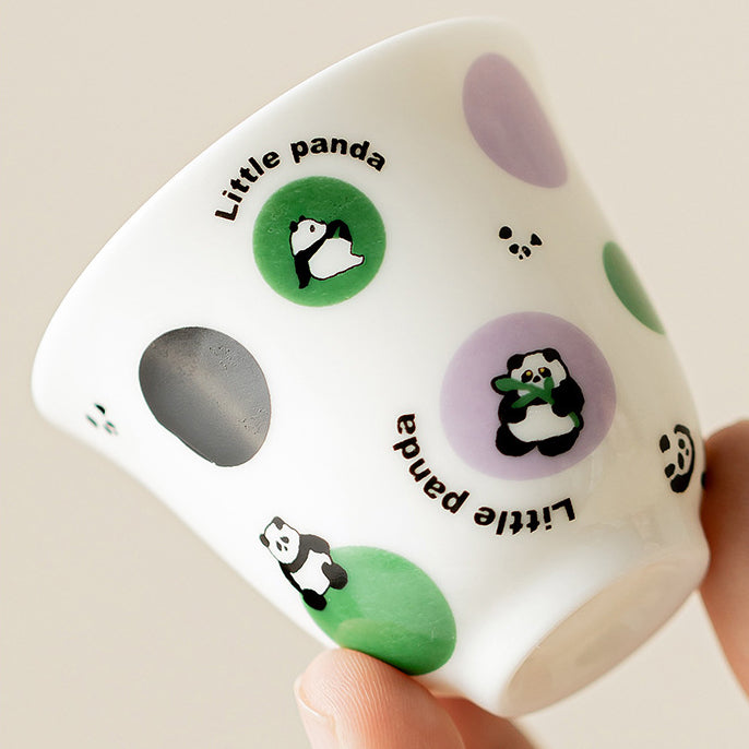 Service à thé de voyage Panda - Kit Gongfu portable en céramique avec théière et 2 tasses