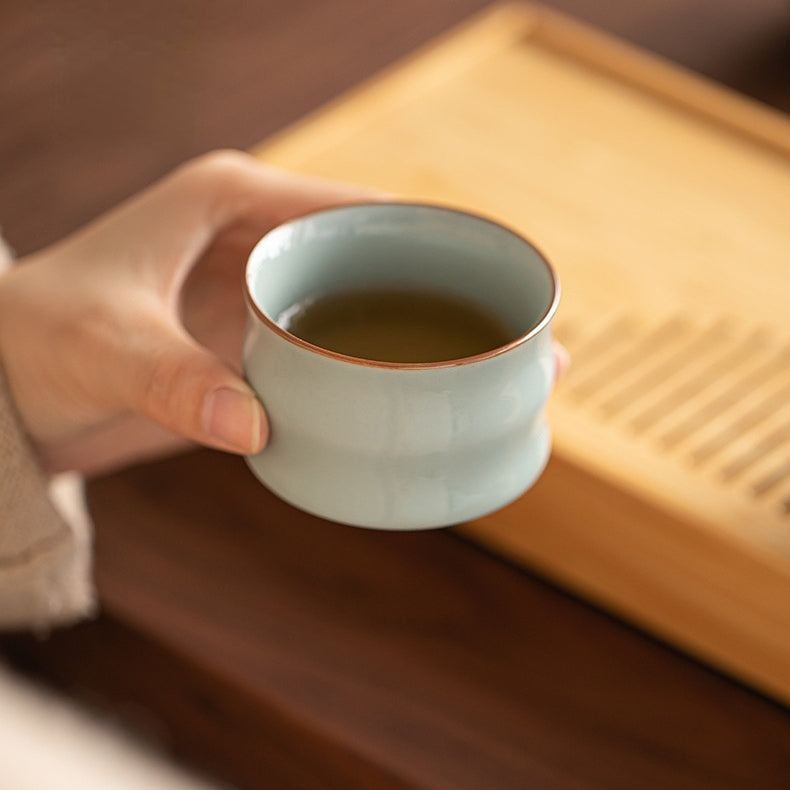 Service à thé Gongfu en céramique inspiré des cinq grands fours | 1 théière + 4 tasses | Objet de collection traditionnel chinois fait main