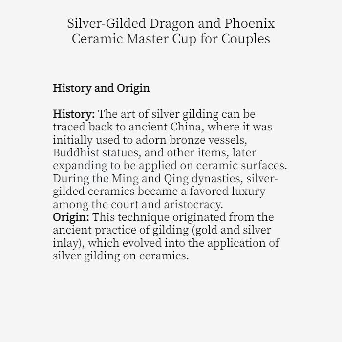 Silver-Gilded Dragon and Phoenix Ceramic Master Cup for Couples,drinking utensils