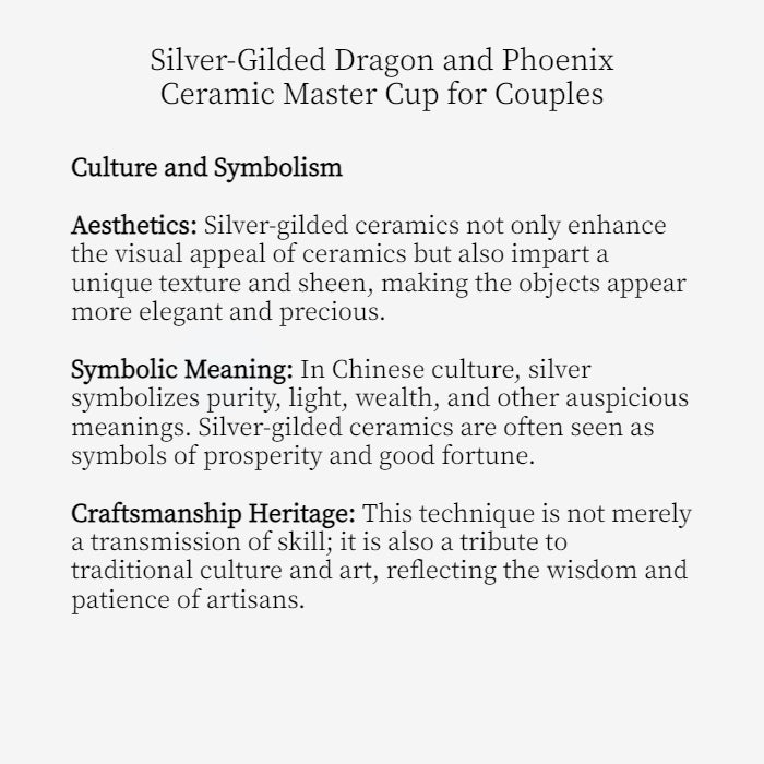 Silver-Gilded Dragon and Phoenix Ceramic Master Cup for Couples,drinking utensils