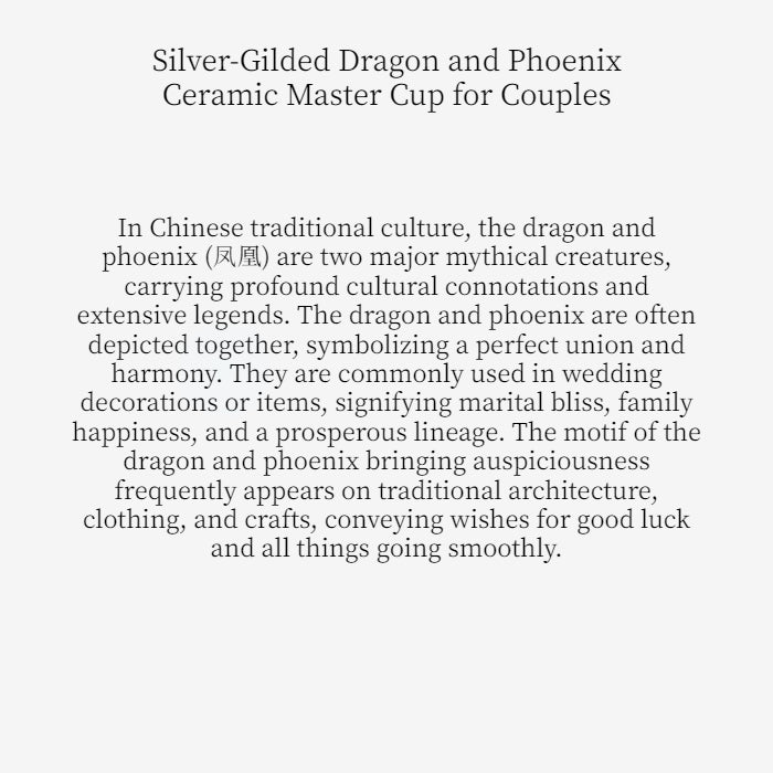 Silver-Gilded Dragon and Phoenix Ceramic Master Cup for Couples,drinking utensils