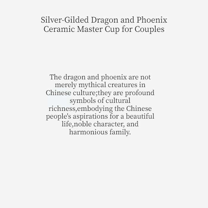 Silver-Gilded Dragon and Phoenix Ceramic Master Cup for Couples,drinking utensils