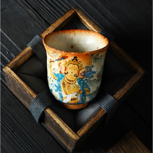 Exploring the Unique Charm and Cultural Value of the Handmade Ceramic Cup with Hand-painted Thangka of Manjusri Bodhisattva