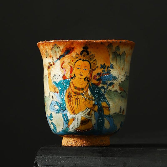 "The Fusion of Thangka and Ceramic Cups: A Transcendent Encounter of Art Forms"