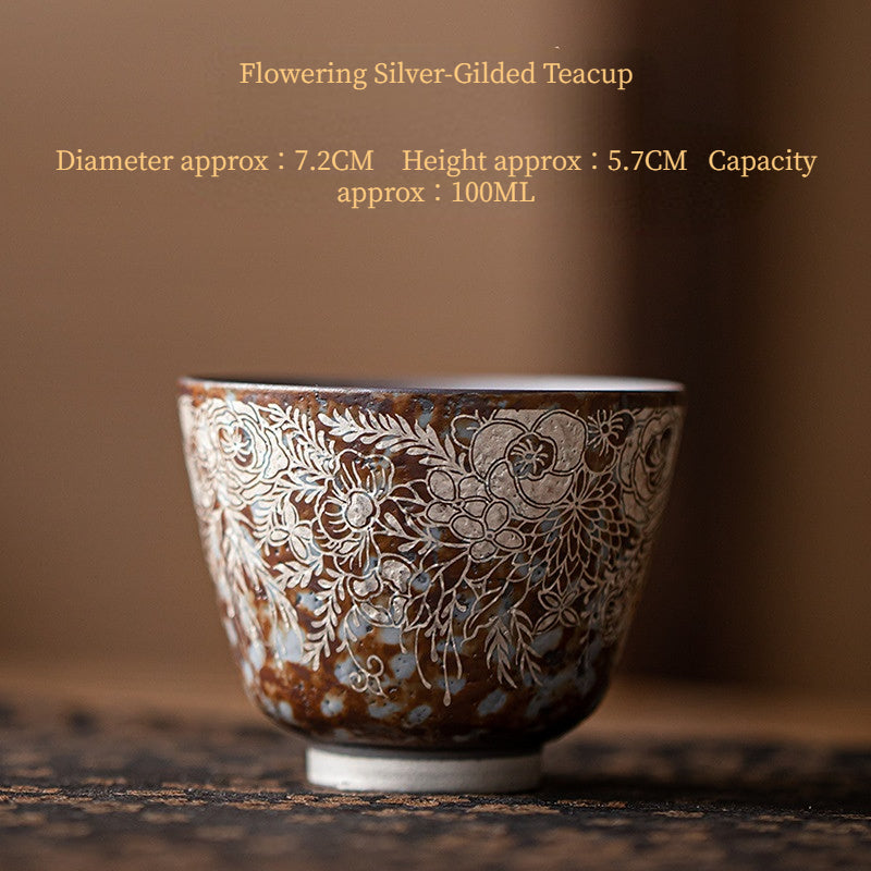 Flowering Silver-Gilded Teacup，drinking utensils