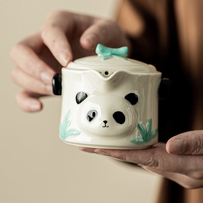 Hand-Painted Panda Portable Gongfu Tea Set - Ceramic Travel Tea Kit