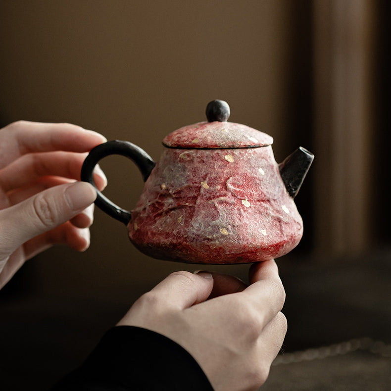 Rock - Mineral Painted Pottery: Handmade Ceramic Brewing Pot with Retro Style, Ball - Hole Filter, for Kung Fu Tea