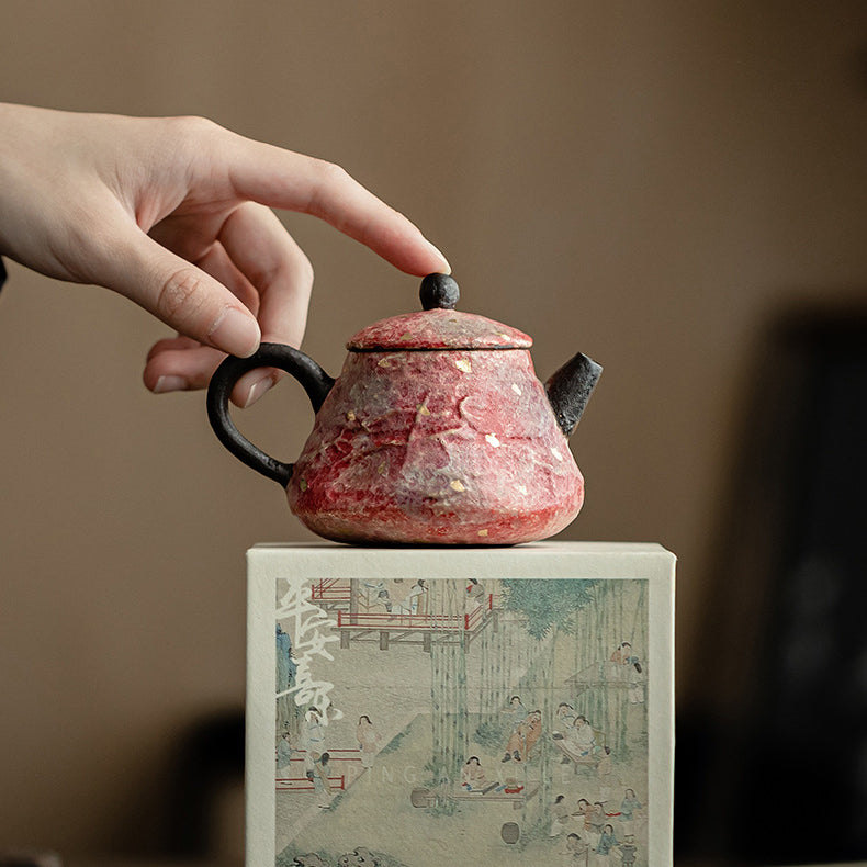 Rock - Mineral Painted Pottery: Handmade Ceramic Brewing Pot with Retro Style, Ball - Hole Filter, for Kung Fu Tea