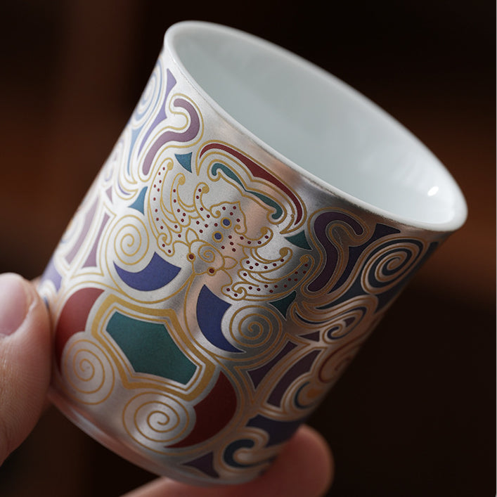 Dunhuang Silver-Gilded Luxurious Tea Set，drinking utensils