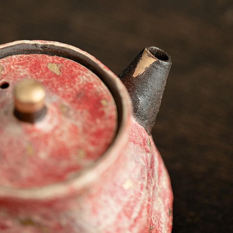 Single - Pot Tea Set: Ceramic Teapot in Rock - Mineral Painted Pottery, Side - Handle, Large - Capacity and Filter - Equipped