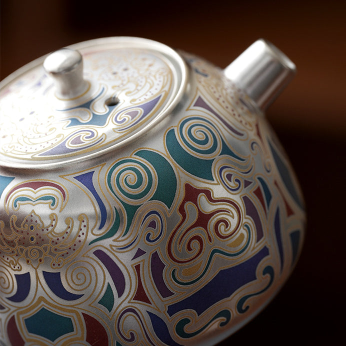 Dunhuang Silver-Gilded Luxurious Tea Set，drinking utensils