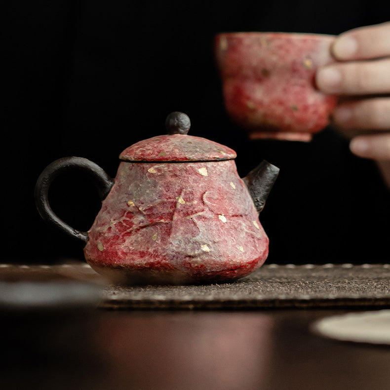 Rock - Mineral Painted Pottery: Handmade Ceramic Brewing Pot with Retro Style, Ball - Hole Filter, for Kung Fu Tea