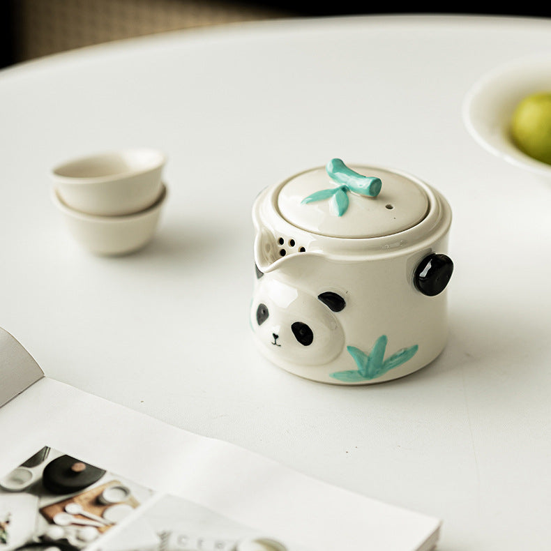 Hand-Painted Panda Portable Gongfu Tea Set - Ceramic Travel Tea Kit