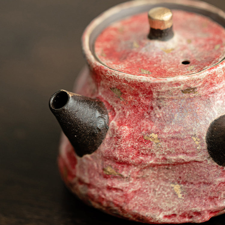 Single - Pot Tea Set: Ceramic Teapot in Rock - Mineral Painted Pottery, Side - Handle, Large - Capacity and Filter - Equipped