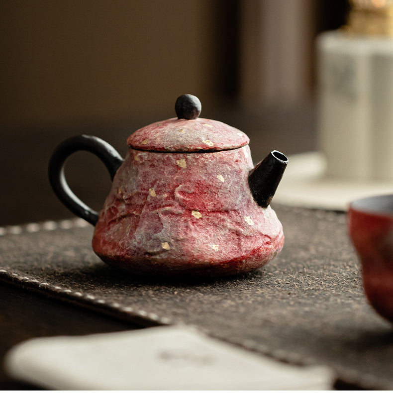 Rock - Mineral Painted Pottery: Handmade Ceramic Brewing Pot with Retro Style, Ball - Hole Filter, for Kung Fu Tea