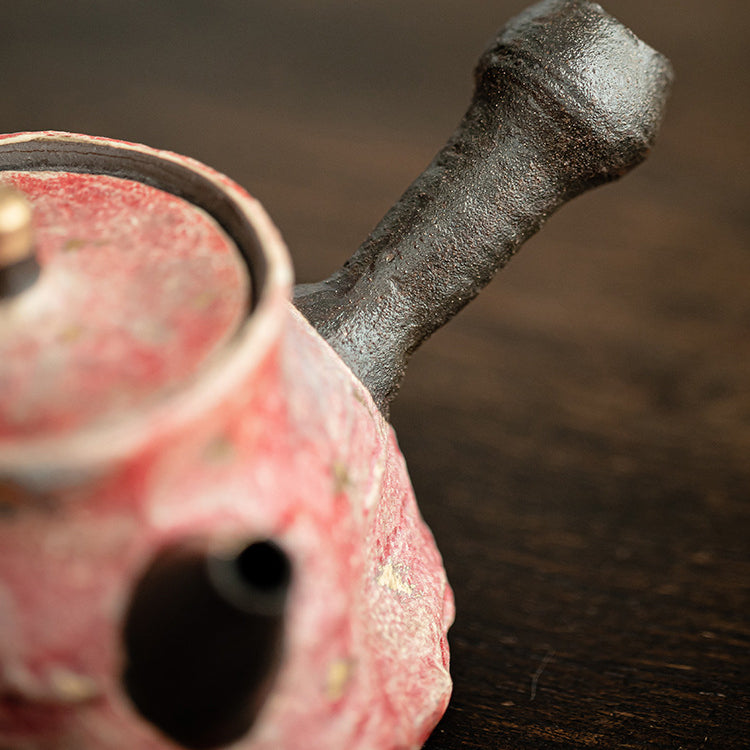 Single - Pot Tea Set: Ceramic Teapot in Rock - Mineral Painted Pottery, Side - Handle, Large - Capacity and Filter - Equipped