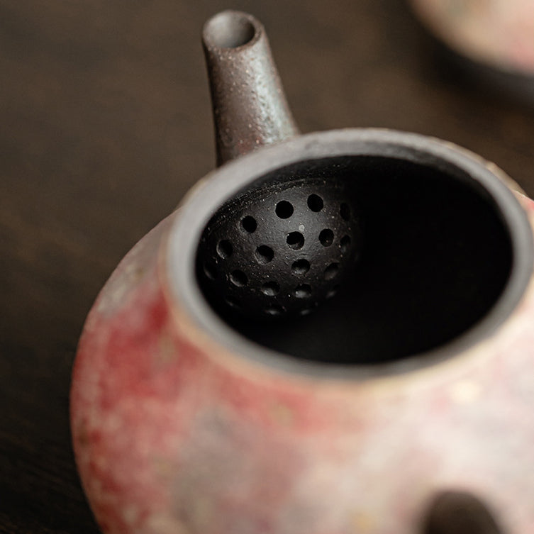 Rock - Mineral Painted Pottery: Handmade Ceramic Brewing Pot with Retro Style, Ball - Hole Filter, for Kung Fu Tea