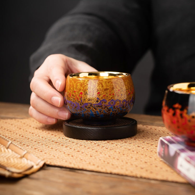 Chinese Lacquerware Gold-Gilded Master Cup，drinking utensils