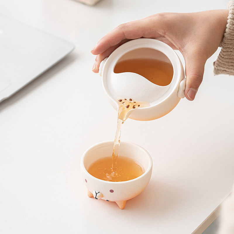 Shiba Inu-themed Travel Tea Set with Quick-brewing Cup