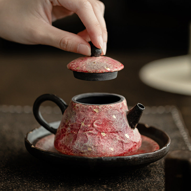 Rock - Mineral Painted Pottery: Handmade Ceramic Brewing Pot with Retro Style, Ball - Hole Filter, for Kung Fu Tea