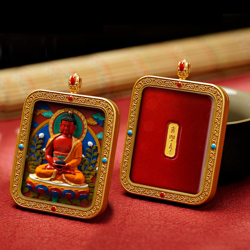 Tibetan Hand-Painted Thangka Pendant(Amitābha Buddha)(阿弥陀佛)