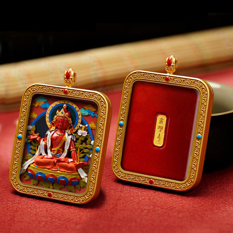 Tibetan Hand-Painted Thangka Pendant(Mahāsthāmaprāpta Bodhisattva)(大势至菩萨)