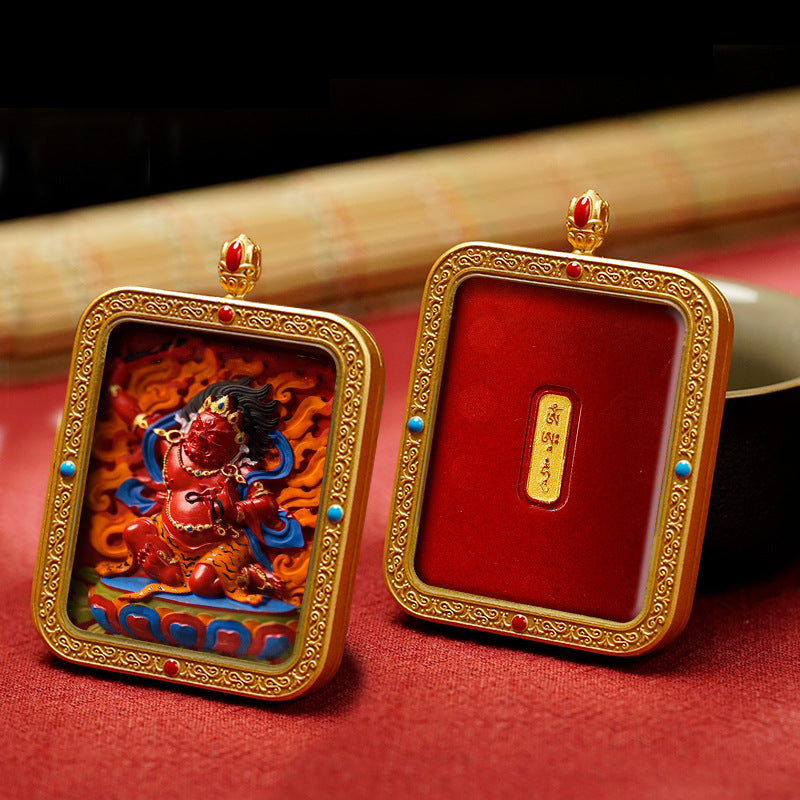 Tibetan Hand-Painted Thangka Pendant(Fudō Myōō)(Immovable Wisdom King)(不动明王)