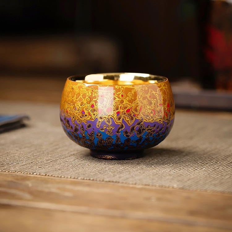 Chinese Lacquerware Gold-Gilded Master Cup，drinking utensils