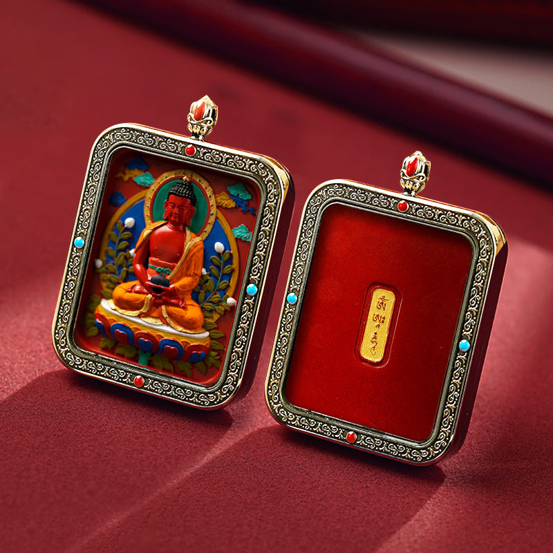 Tibetan Hand-Painted Thangka Pendant(Amitābha Buddha)(阿弥陀佛)