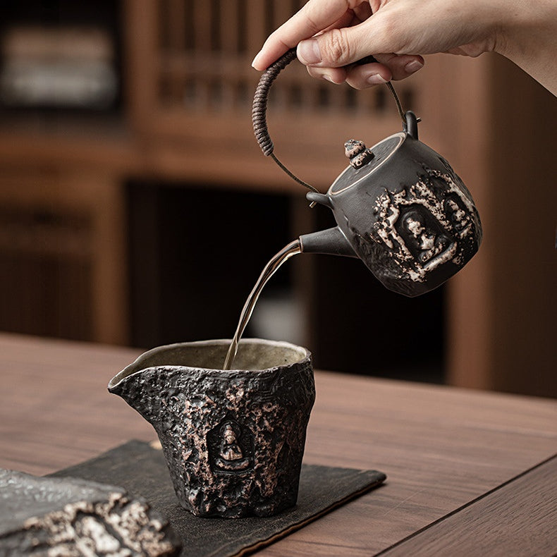 Wabi-sabi minimalist style Dunhuang Great Vow Zen-inspired tea set and drinking set.