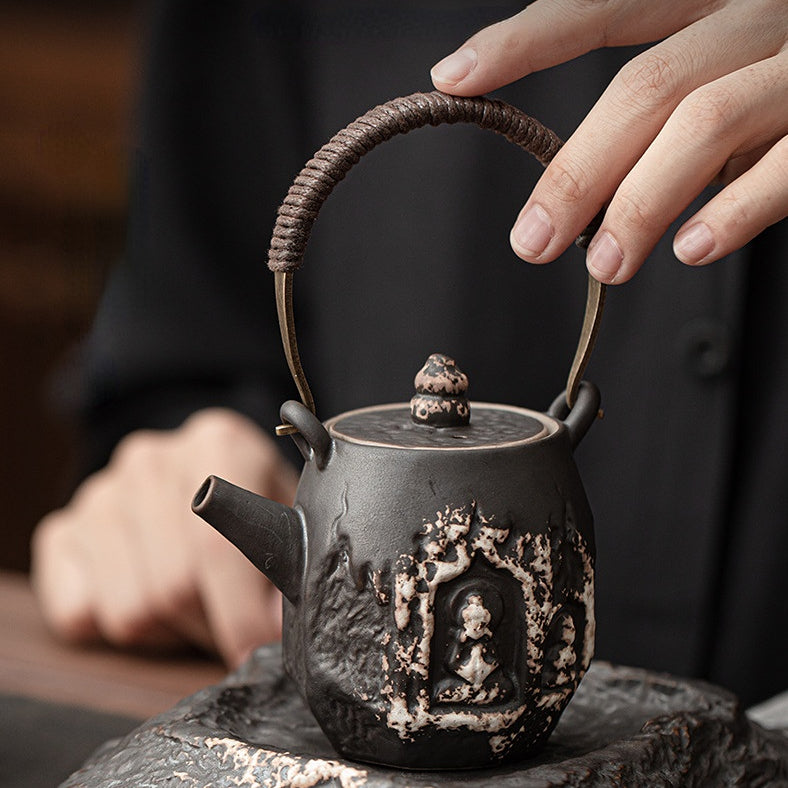 Wabi-sabi minimalist style Dunhuang Great Vow Zen-inspired tea set and drinking set.