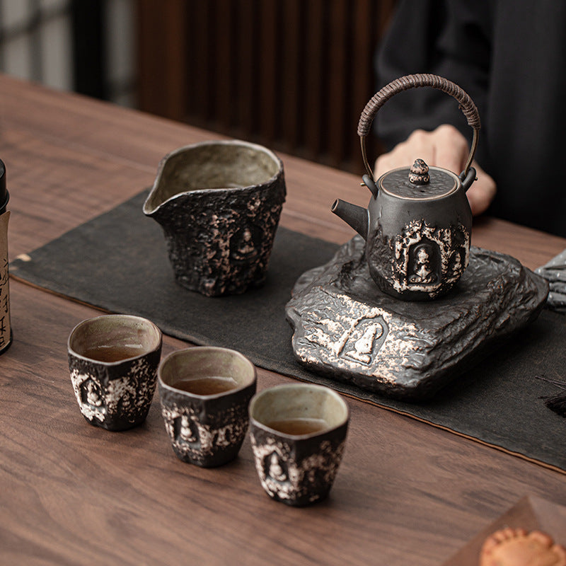 Wabi-sabi minimalist style Dunhuang Great Vow Zen-inspired tea set and drinking set.