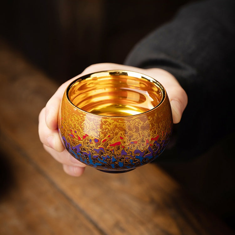 Chinese Lacquerware Gold-Gilded Master Cup，drinking utensils