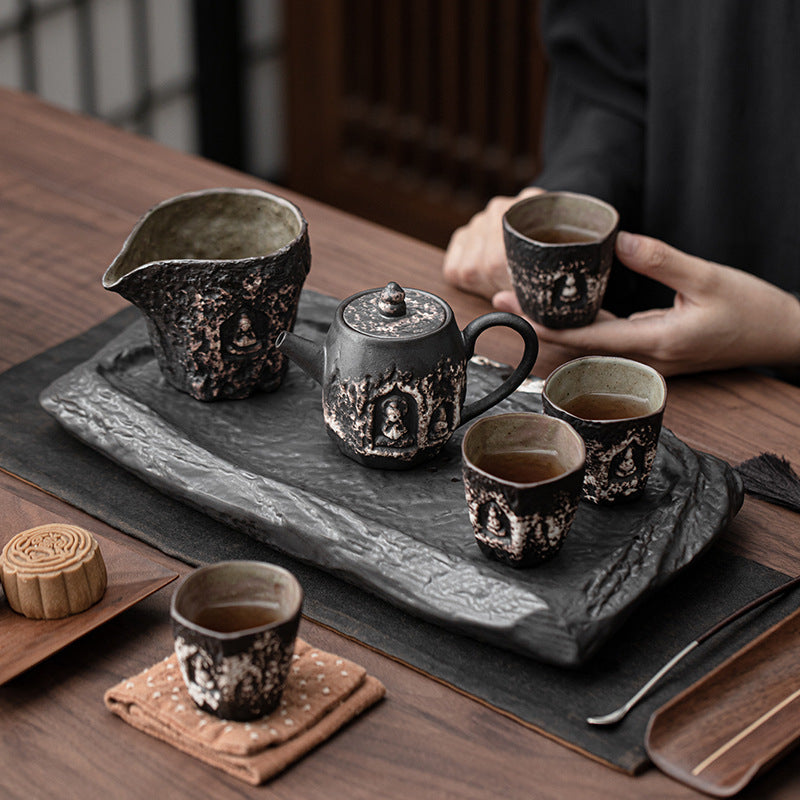 Wabi-sabi minimalist style Dunhuang Great Vow Zen-inspired tea set and drinking set.