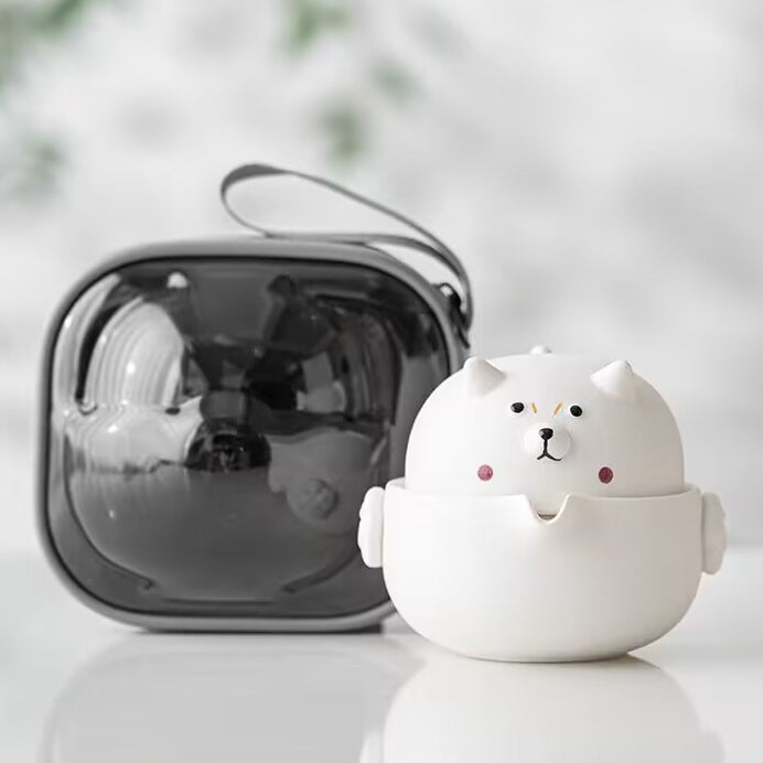 Shiba Inu-themed Travel Tea Set with Quick-brewing Cup